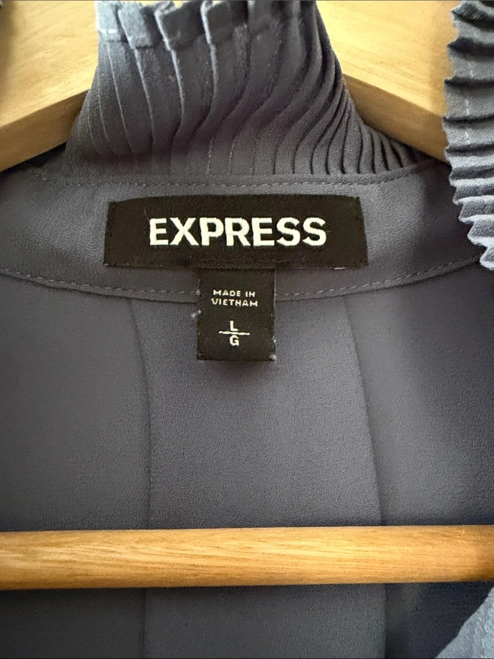 Express Slate Blue Ruffle-Trim Blouse - Picture 2 of 4